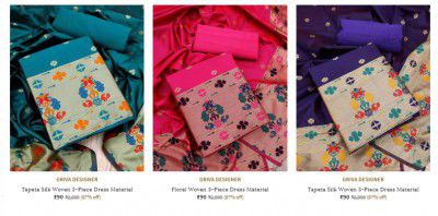 AJIO Loot : GRIVA DESIGNER Dress Material upto 83% off