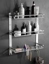 GRIVAN Stainless Steel 3 Layer/3 Tier Multipurpose Bathroom Shelf/Rack/Organizer/Stand/Holder with Double Soap Dish and Toothbrush Holder Tumbler Bathroom Accessories...