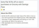 Grocery with Savings Pass | Extra Flat 50 Rs off on next 6 purchases, against 49 Supercoins...