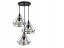Groeien 3 Lights Cluster Chandelier Diamond Hanging Pendant Light With Braided Cord, Black, Round...