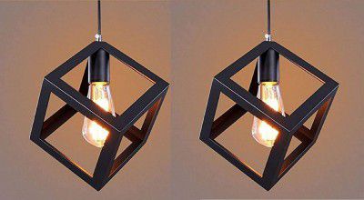 Groeien AC 110V 60-Watts Metal Cube Ceiling Light (Black, Pack of 2) (Bulb not Included)