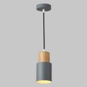Groeien Cylindrical Color Metal Chandelier Elegance Small Wood Pendant Hanging Light for Kitchen (Gray)...