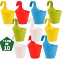 GROOT Hanging/Railing Pots for Flower Ideal for Outdoor Balcony Plant Container Set  (Pack of 10, Plastic)...