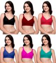 GROPOZ Women's Cotton Non Padded Non-Wired Regular Bra (Pack of 6)...