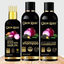 Growkesh Red Onion Black Seed Oil Hair Care Kit (Shampoo+Conditioner+Hair Oil)  (3 Items in the set)...