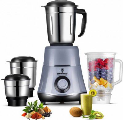 Growsmart Powerful HydroGrind Heavy Duty Copper Motor 750 W Juicer Mixer Grinder (HydroGrind 4 Jar | 4 Jars | Grey Black)