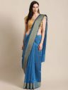 Grubstaker Solid/Plain Bollywood Chanderi Saree  (Blue)...