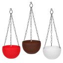 GTB Hanging PLANTERS Garden Hanging Flower Pot | Crystal Flower Pots Flower Pot | Metal Hanging Chain | Flower Pots for Home Garden Balcony Multicolor Pack of 3 (RED_Brown_White)...