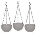 GTB Hanging PLANTERS Round Shape Garden Hanging Flower Port for Home Garden Balcony Pack of 3 (Grey)...