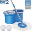 GTE Spin Floor Cleaning Easy Bucket Pvc Mop With 2 Microfiber Heads Mop Set  (Blue)...