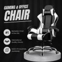 GTPLAYER #1USA Multi-Functional Ergonomic Gaming & Computer Chair – Premium PU Leather, Adjustable Neck & Lumbar Pillow for Back Support (White)...