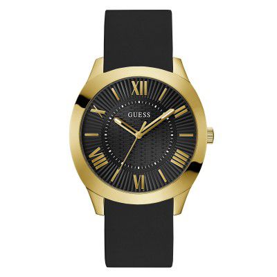 GUESS Analog Black Dial Men's Silicone Black Band Watch-Gw0728G2