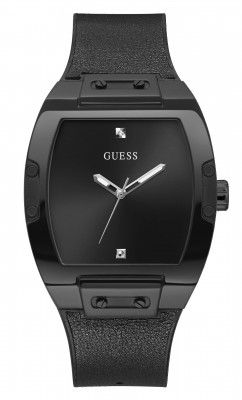 GUESS Mens 43 mm Phoenix Black Dial Leather Analog Watch - GW0368G3