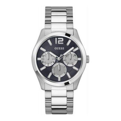 GUESS Men's Stainless Steel Analog Navy Blue Dial Silver Band Watch-Gw0707G1