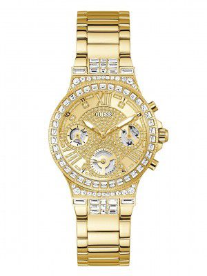 GUESS Womens 36 mm Moonlight Champagne Dial Silicone Analog Watch - GW0315L2