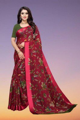 Gugaliya  Floral Print Chanderi Chanderi, Cotton Blend Saree  (Multicolor)