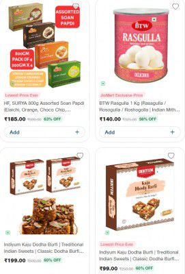 Jiomart: Gulab Jamun, Rasgulla & more Upto 70% Starts Rs.99