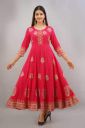 GULMOHAR JAIPUR Women Printed Rayon Anarkali Kurta (Pink)...