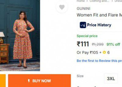 GUNINI Women Fit and Flare Multicolor Midi/Calf Length Dress