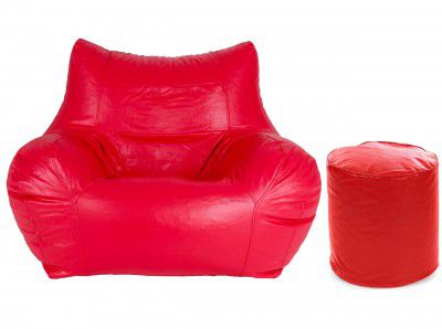 GUNJ Jumbo Arm Chair & Footstool Combo Bean Bag Cover (Jumbo, Pink)