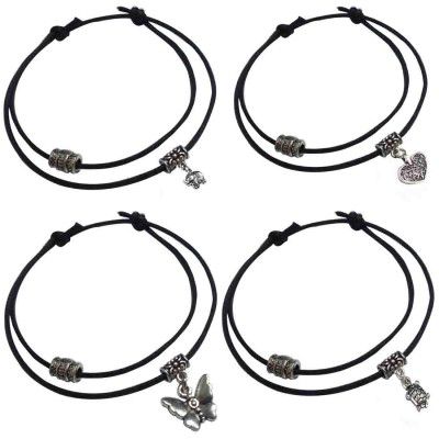 GURJARI JEWELLERS Adjustable Black Thread Anklet with Oxidised Beads For Girls