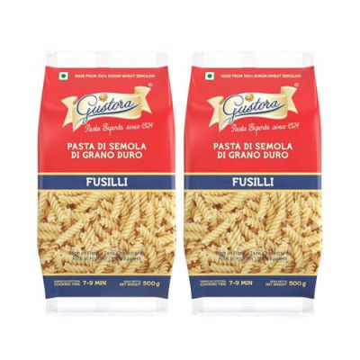 Gustora Fusilli Pasta Combo Pack Of 2 - (500 Gm X 2)