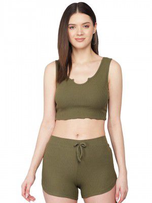 GUTI Women Cotton Skiny fit Crop Camisole & Tanks Set(Pack of Cami 1Pc & Shorts 1Pc)
