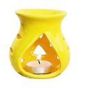 Gwan Ceramic Clay Candle Operated Aroma Burner|Oil Diffuser Coming with 1 Tea Candle (Colour Yellow)...