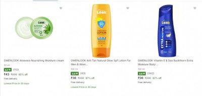 Gwenlook Moisturizer up to 87% OFF Starting from ₹36