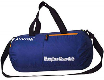Gym Shoulder Bag, Lightweight Duffle Bag Sports Bag Weekend Travel Barrel Bag (Blue-Orange)