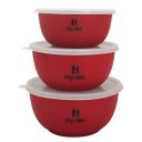 H Hy-tec (Device) Microwave Safe Stainless Steel Euro Lid Bowl (Red) - Set of 3...