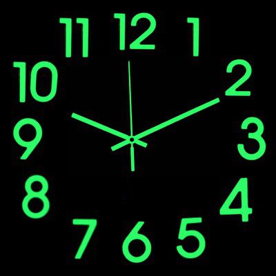 HAATIEME 12Pcs Number Radium Green Glow Sticker Wall Clock-Plastic Foam DIY Creative Abstract 3D Frameless Analogue with Plastic Mirror and Adhesive Stickers for Living 30Cm to 80Cm, Radium/Blue (P3)