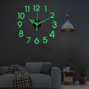HAATIEME 12Pcs Number Radium Green Glow Sticker Wall Clock-Plastic Foam DIY Creative Abstract 3D Frameless Analogue with Plastic Mirror and Adhesive Stickers for Living 30Cm to 80Cm, Radium/Blue (P1)...