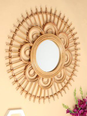 Habere India-All the Cultures Fabricating India Wall Mirror Bamboo (Diameter 65 CM, Height 4 CM)