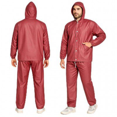 HACER Wood Raincoat Set (XXL, Maroon)