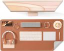 HAGO Laptop Accessories - Waterproof Gaming Mouse Pad, Vegan PU Leather Table Mat, Ideal for Work and Gaming (35 * 60, Brown & Grey)...