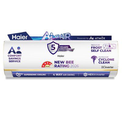 Haier 1.5 Ton 3 Star,New star rated, Wi-Fi HEXA Inverter Smart Split AC -HSA18KU-GAI3NB-I