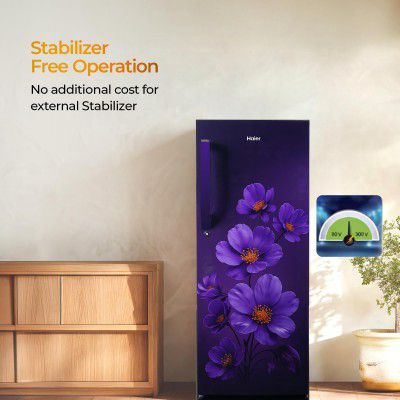 Haier 215 L 5 Star Direct Cool Inverter Single Door Refrigerator, Large Vegetable Box (HED-225PXBA-P, Purple Xsenia, 2026 Model)