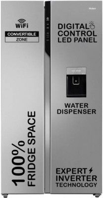 [Extra Rs 10250 Off] Haier 596 L Frost Free Side by Side Convertible Refrigerator  (Shiny Steel, HRS-682SWDU1)