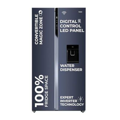 [Extra Rs 14250 OFF] Haier 596 L, Wi-Fi enabled Water Dispenser Frost Free, 2-Door Side by Side Refrigerator (HRS-682WGKU1)