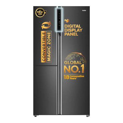 Haier 598 L 3 Star Frost Free 3-Door Side by Side Refrigerator (HRT-683GK, Graphite Black)