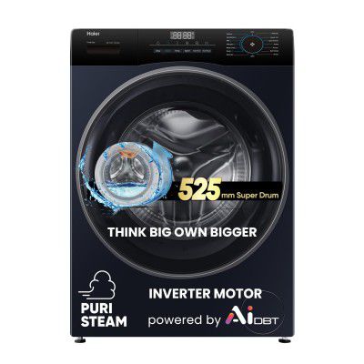 [Extra Rs.5500 OFF] Haier 7 Kg 5 Star Powered by AI-DBT with PuriSteam, 525mm Super Drum Fully Automatic Front Load Washing Machine (HW70-IM12929BK)