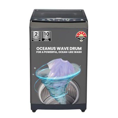 Haier 8 Kg 5 Star Oceanus Wave Technology Toughened Glass Fully Automatic Top Loading Washing Machine (HWM80-826DNZP)