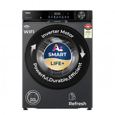 Haier 9 Kg, 5 Star, AI Smart LIFE+, Hygienic Care, ABT, WiFi enabled, Fully Automatic Front Load Washer (EFL90-IM14F5ES8U1 | Dark Jade Silver)
