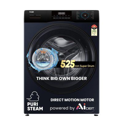 [Extra Rs. 9250 OFF] Haier 9 Kg 5 Star Powered by AI-DBT with Direct Drive Technology Front Load Washing Machine (EFL90-DM14IBIEBK, In-Built Heater, Steel Drum ,Black)