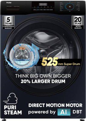 Haier 9 kg AI with Direct Drive Technology, Fully Automatic Front Load Washing Machine (EFL90-DM14IBIEBK)