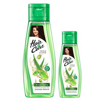 Hair & Care Triple Blend Damage Repair Non-Sticky Hair Oil with Aloe Vera, Olive Oil & Green Tea, 300 ml + 100 ml
