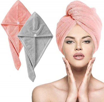 Hair Towel Wrap Absorbent Towel Hair-Drying Bathrobe Magic Hair Warp Towel Super Quick-Drying Microfiber Bath Towel Hair Dry Cap Salon Towel (Multicolor-400gsm)(Set of 1)