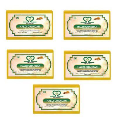 Haldi Chandan Face & Body Handmade Soap 125 gm (Pack of 5) (5 x 125 g)
