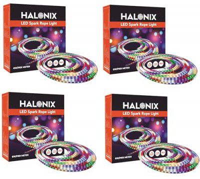 Halonix 10 Meter Multicolor 11W LED Rope Light |8 Light Modes | IP65 Certified, BIS Approved | Fairy Light, String Light | Direct Plug-in | Pack of 4 | Diwali Lights for Decoration for Home